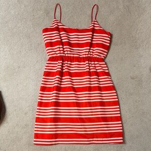 J. Crew Orange and White Striped Sundress